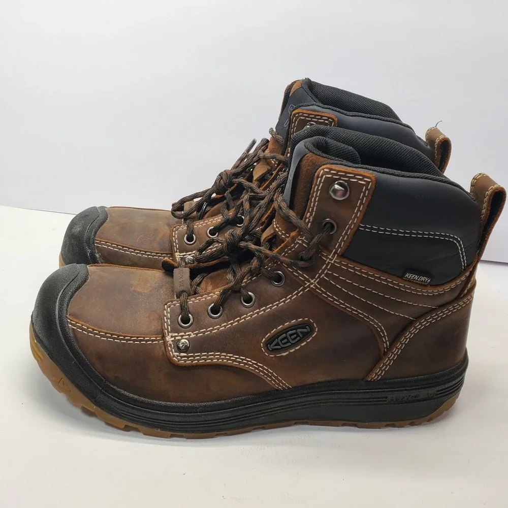 KEEN Utility Work Boots Men 9D Brown Leather Waterproof Carbon Toe EH 1027100D